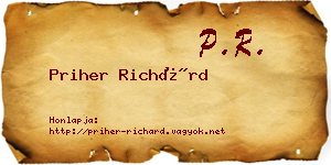 Priher Richárd névjegykártya